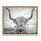 Stupell Industries Grey Highland Cow Photograph Framed Floater Canvas Wall Art